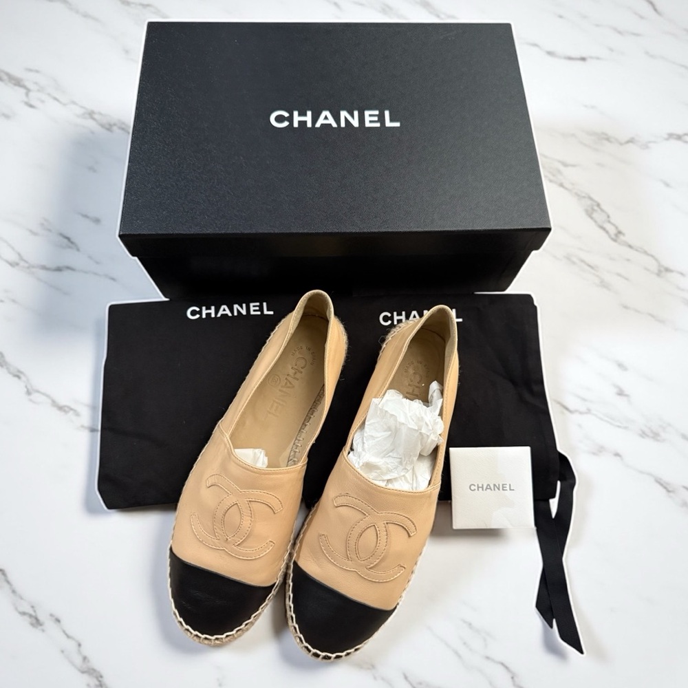 EUC CHANEL Tan and Black Espadrilles - Picture 7 of 7